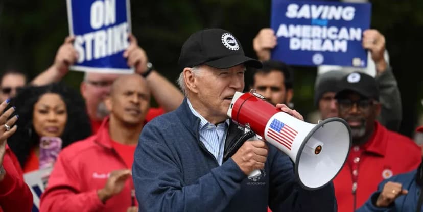 Joe Biden makes history as the first sitting POTUS to visit a picket line