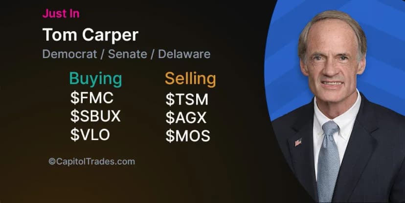 Senator Carper's spouse opens 2024 with diverse investment moves