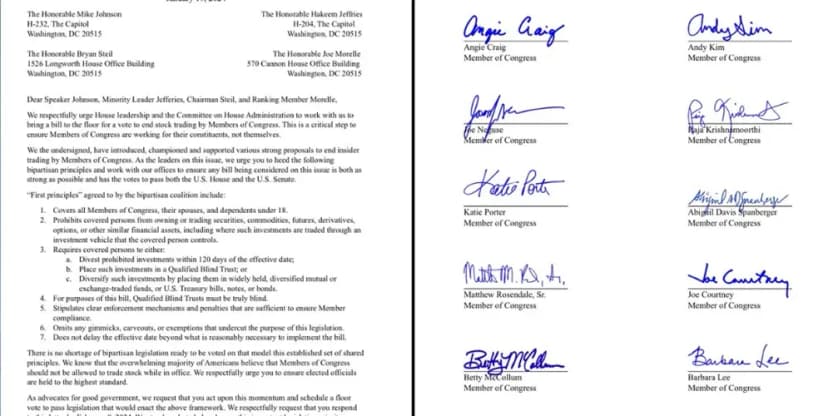 10 lawmakers including Rep. Kim sign letter to ban Congressional Trading